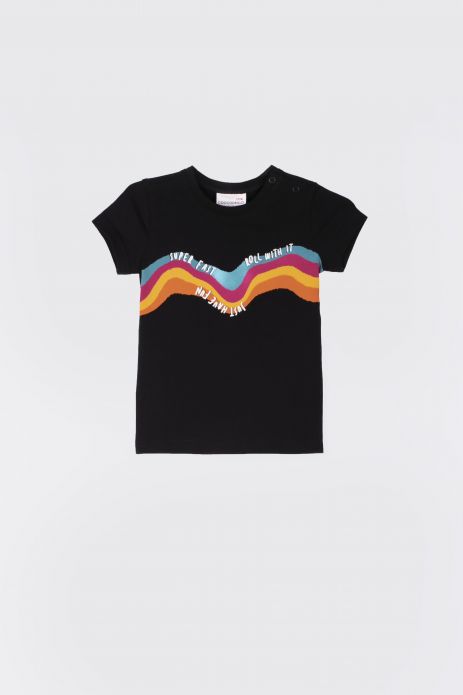 T-shirt z krótkim rękawem czarny  z kolorowym nadrukiem