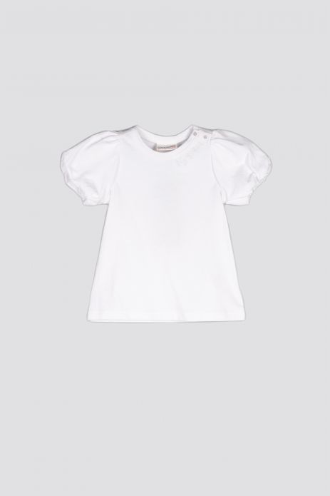 T-shirt z krótkim rękawem biały z bufiastymi rękawkami