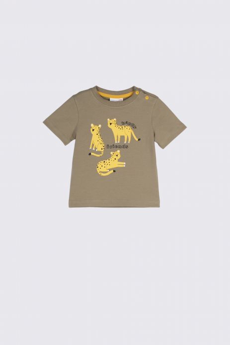 T-shirt z krótkim rękawem khaki z motywem zwierzęcym