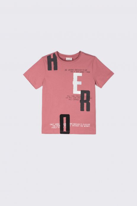 T-shirt z krótkim rękawem różowy z nadrukiem