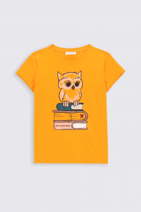 T-shirt z krótkim rękawem pomarańczowy z nadrukiem 2
