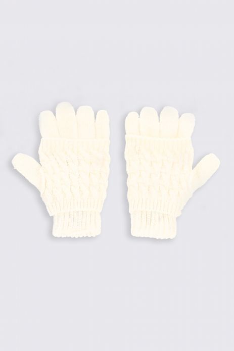 Rękawiczki ecru pojedyncze swetrowe