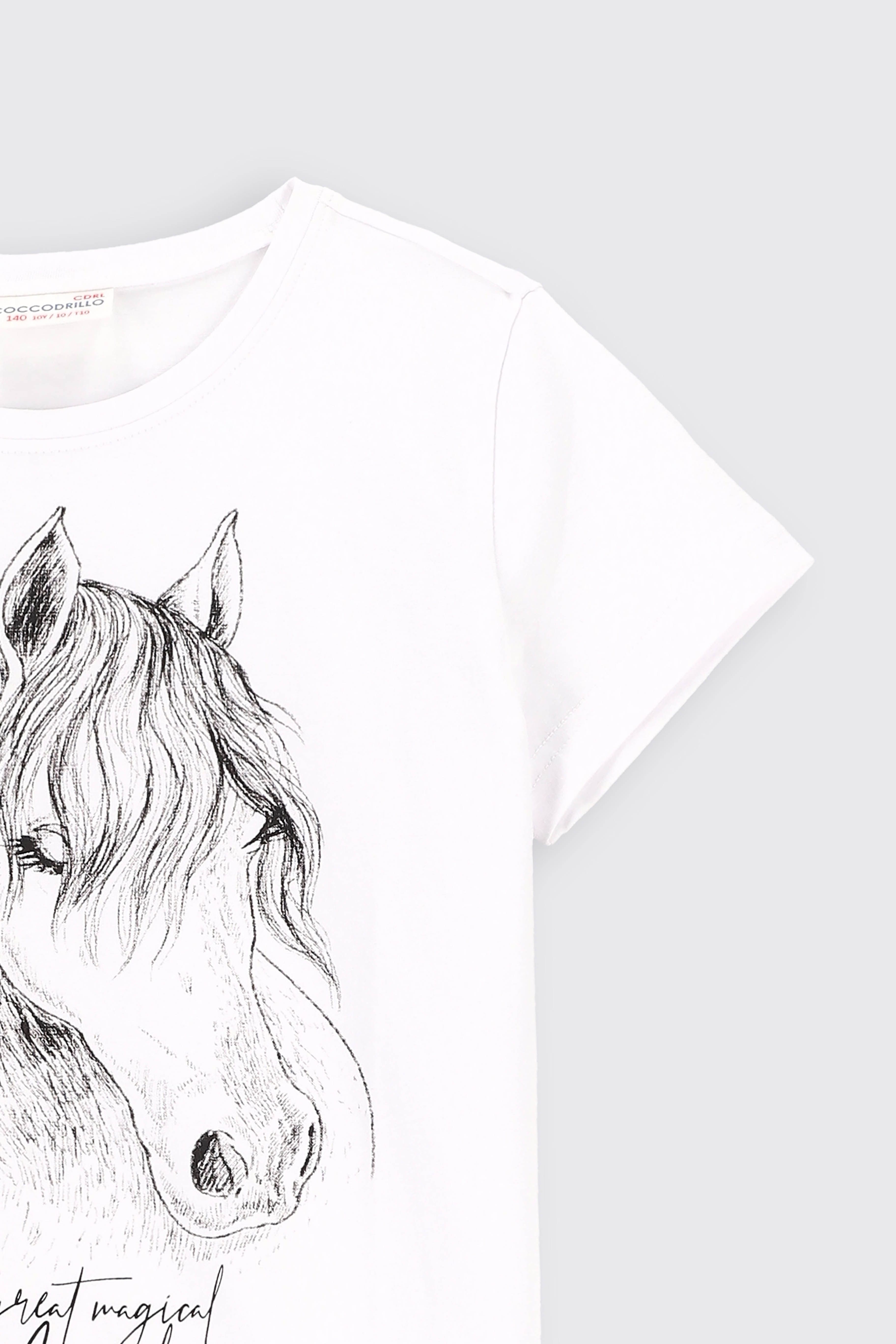 T-shirt with short sleeves white with a horse print